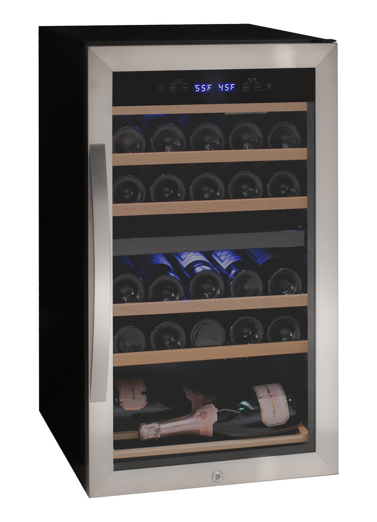 Allavino Cascina Series 28 Bottle Dual Zone Freestanding Wine Cooler Refrigerator with Stainless Steel Door - KWR28D-2SR