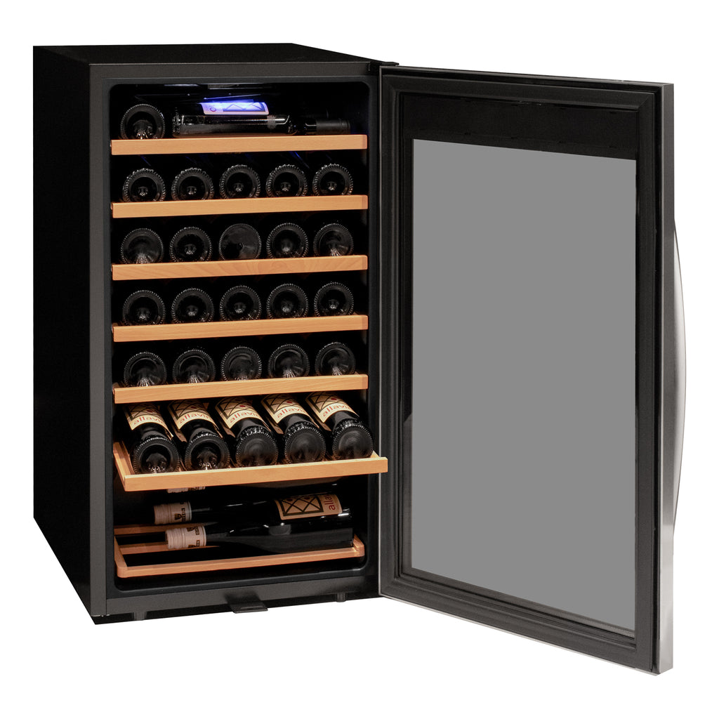 Allavino Cascina Series 33 Bottle Single Zone Freestanding Wine Refrigerator Cooler with Stainless Steel Door - KWR33S-1SR