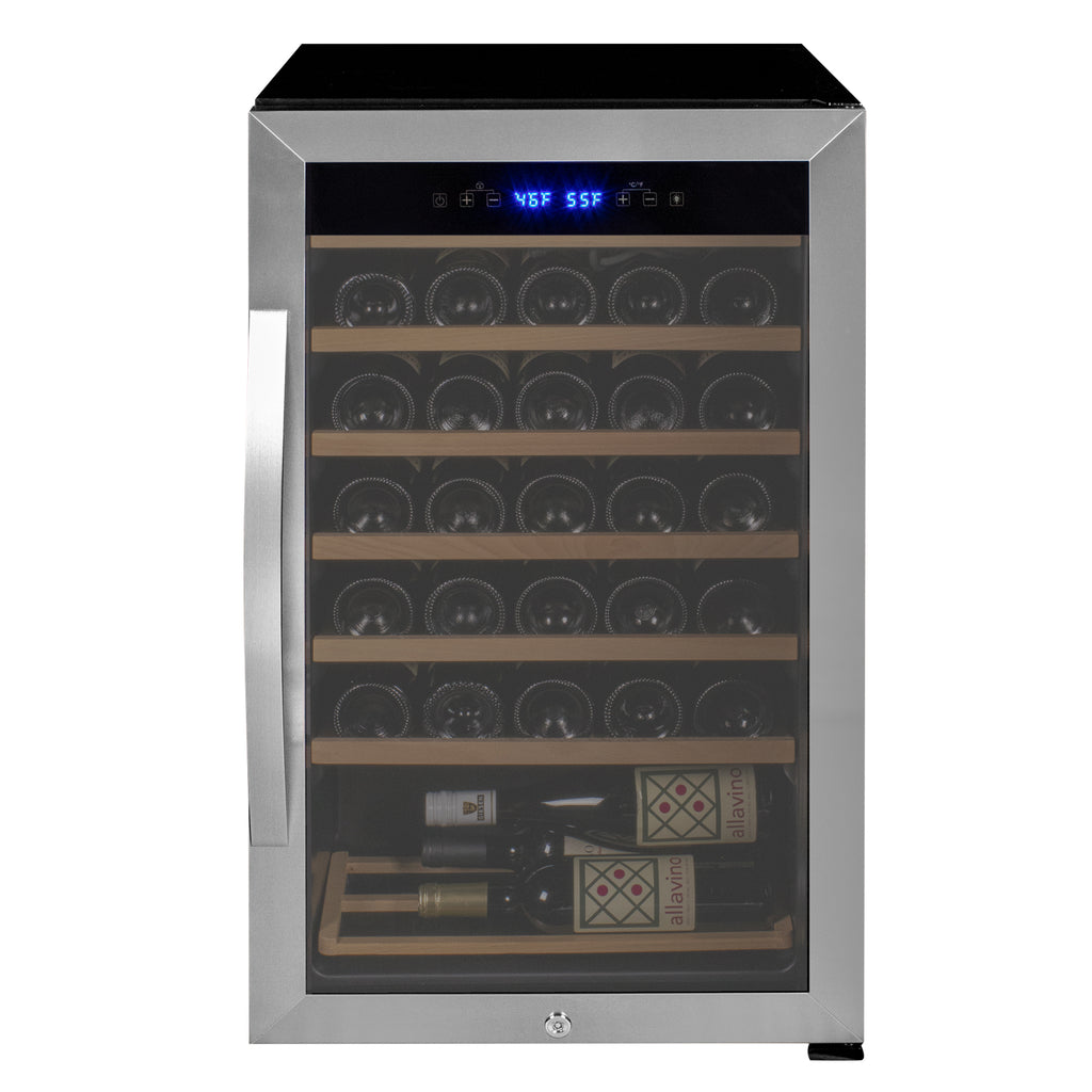 Allavino Cascina Series 33 Bottle Single Zone Freestanding Wine Refrigerator Cooler with Stainless Steel Door - KWR33S-1SR