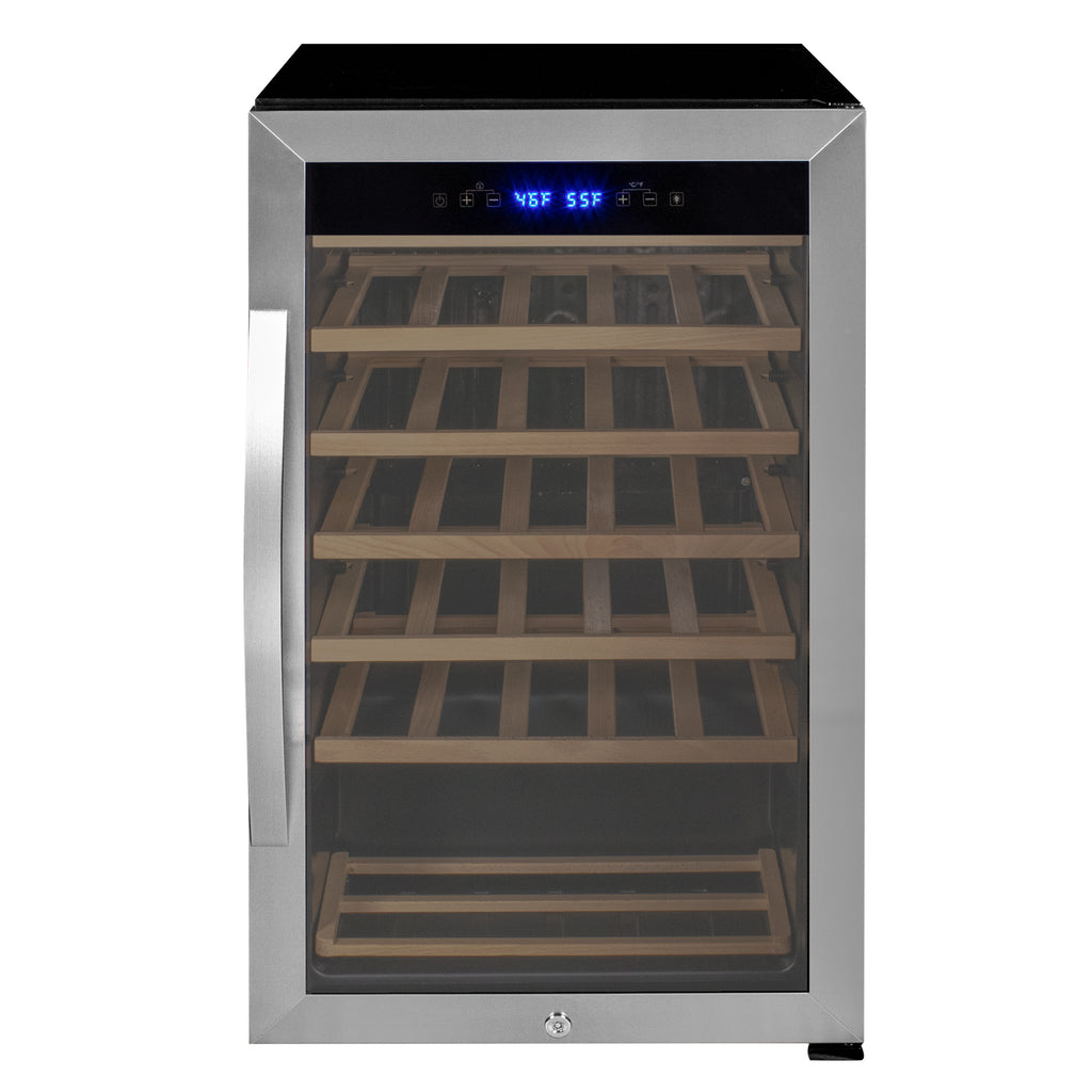 Allavino Cascina Series 33 Bottle Single Zone Freestanding Wine Refrigerator Cooler with Stainless Steel Door - KWR33S-1SR