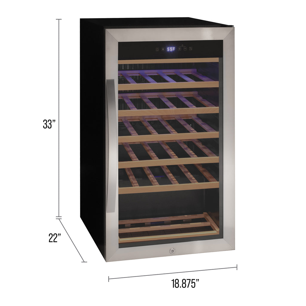 Allavino Cascina Series 33 Bottle Single Zone Freestanding Wine Refrigerator Cooler with Stainless Steel Door - KWR33S-1SR