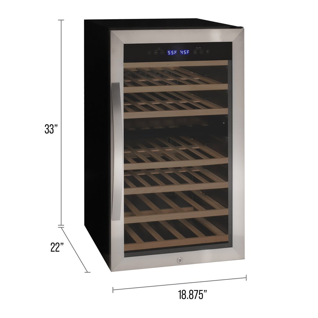 Allavino Cascina Series 43 Bottle Dual Zone Freestanding Wine Refrigerator Cooler with Stainless Steel Door - KWR43D-2SR