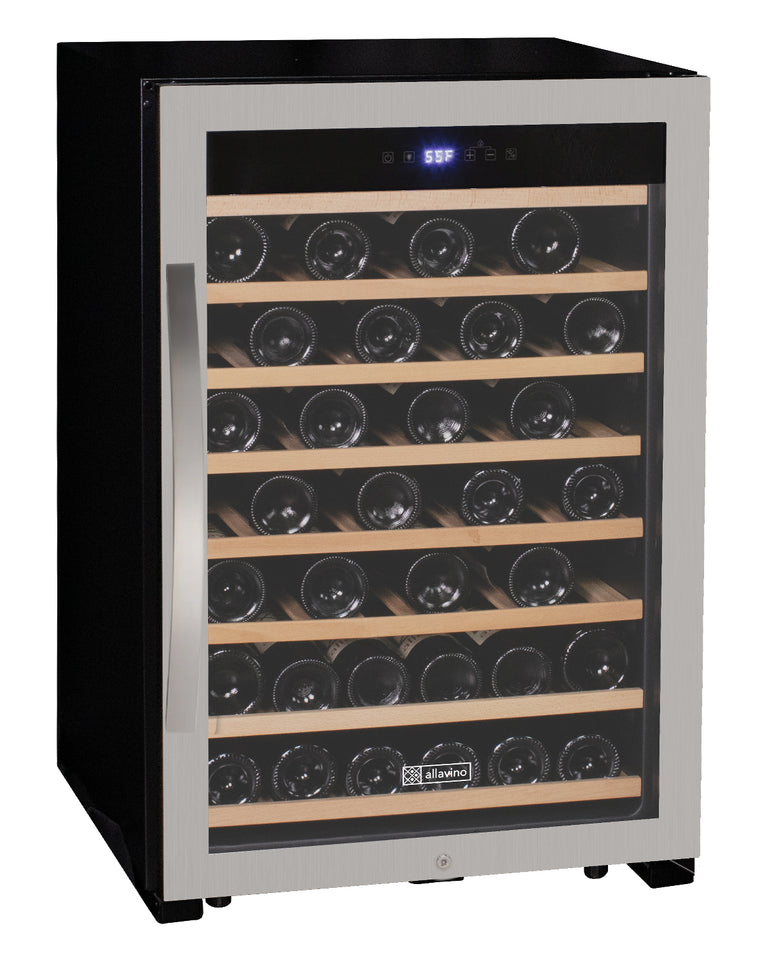 Allavino Cascina Series 55 Bottle Single Zone Freestanding Wine Refrigerator Cooler with Stainless Steel Door - KWR55S-1SR