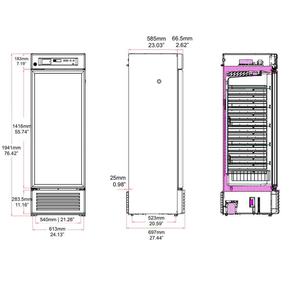 KingsBottle 2℃ to 8℃ 395L Upright Medical Refrigerator‎ for Pharmacy and Laboratory - MLR395L