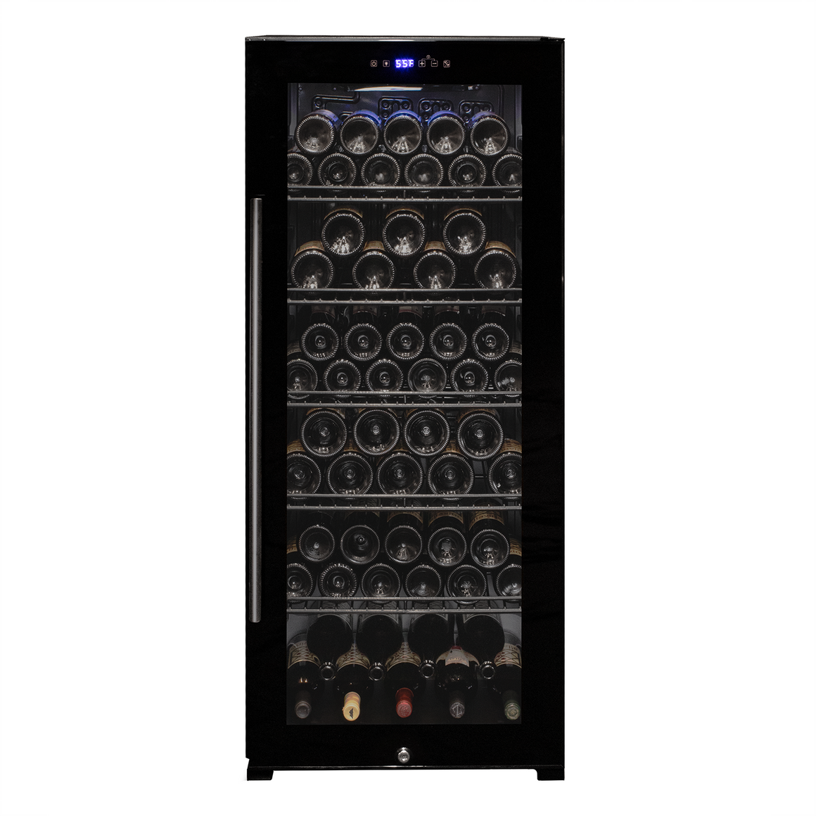 Allavino Contemporary 102 Bottle Single Zone Freestanding Wine Refrigerator with Black Glass Door - KWR102S-1BGR