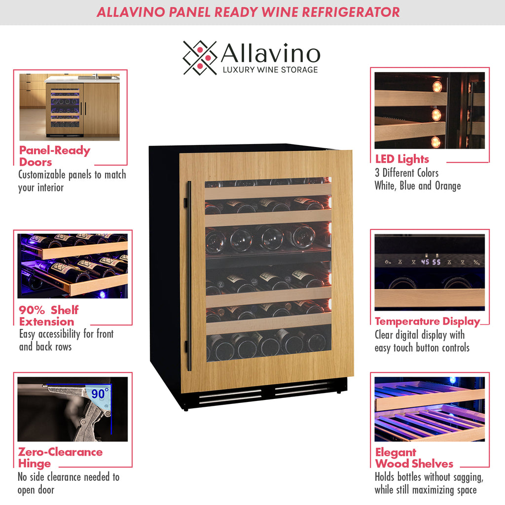 Allavino 24" Wide Dual Zone Panel Ready Wine Refrigerator - VCWR-24PRD-2R