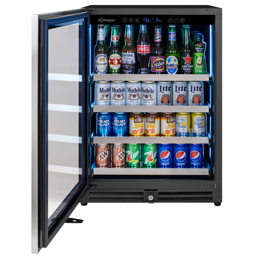 Kegco 24" Wide Reserva Series Stainless Steel Left Hinge Beverage Center - VSBC-24LSL