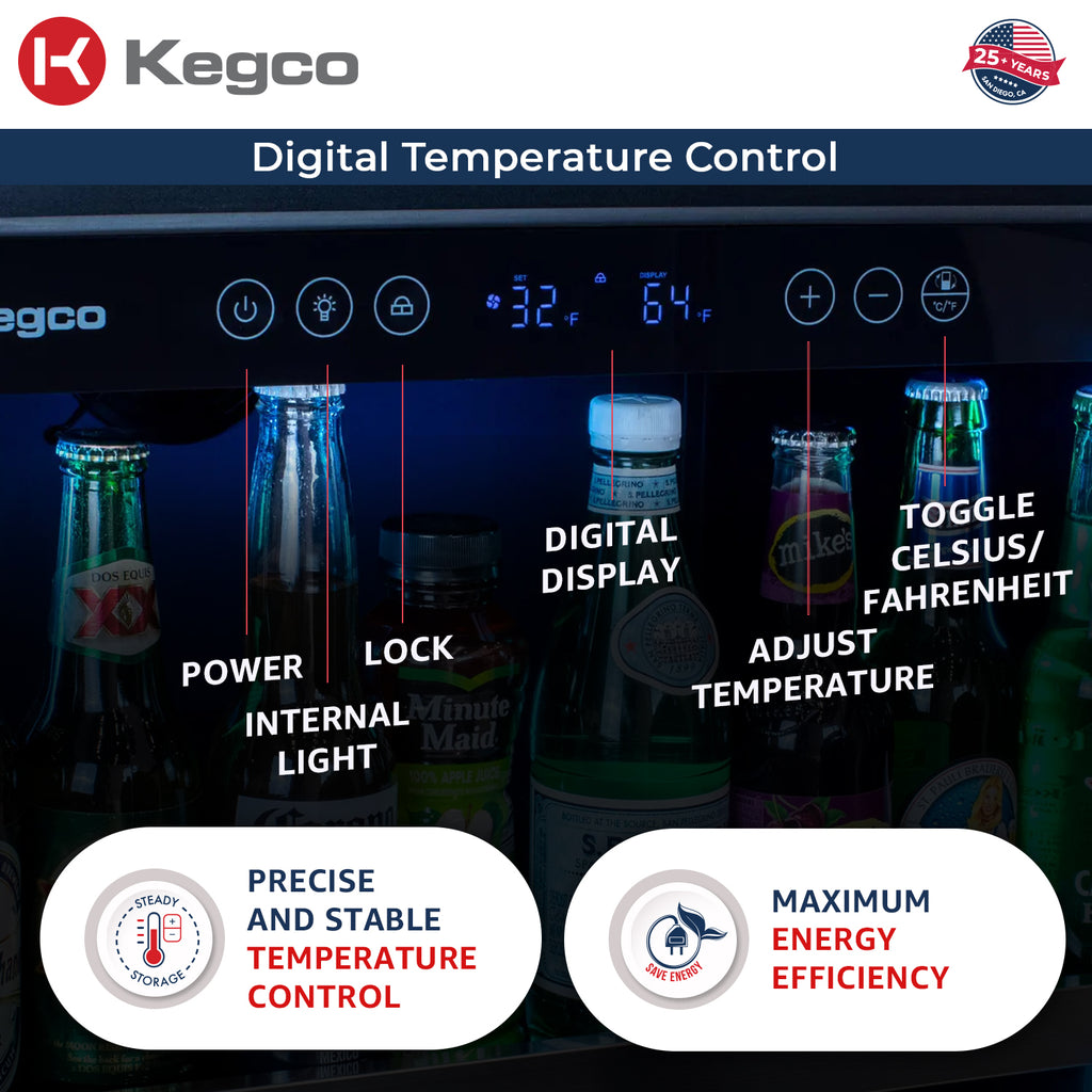 Kegco 24" Wide Reserva Series Stainless Steel Right Hinge Beverage Center - VSBC-24LSR