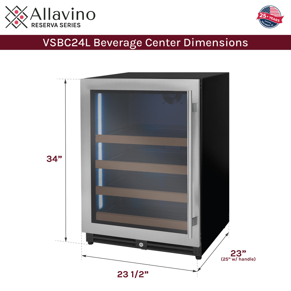 Allavino 24" Wide Reserva Series Stainless Steel Left Hinge Beverage Center - VSBC24L-SSL
