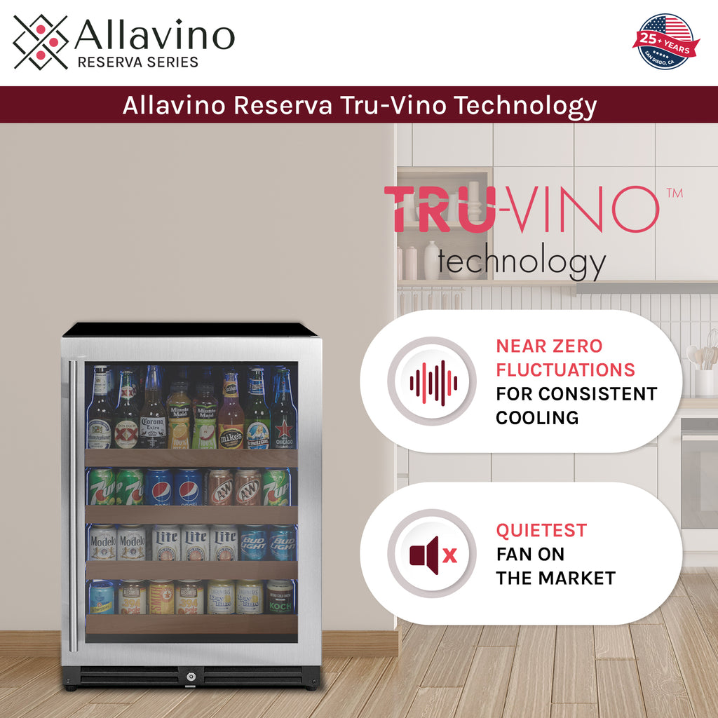 Allavino 24" Wide Reserva Series Stainless Steel Left Hinge Beverage Center - VSBC24L-SSL