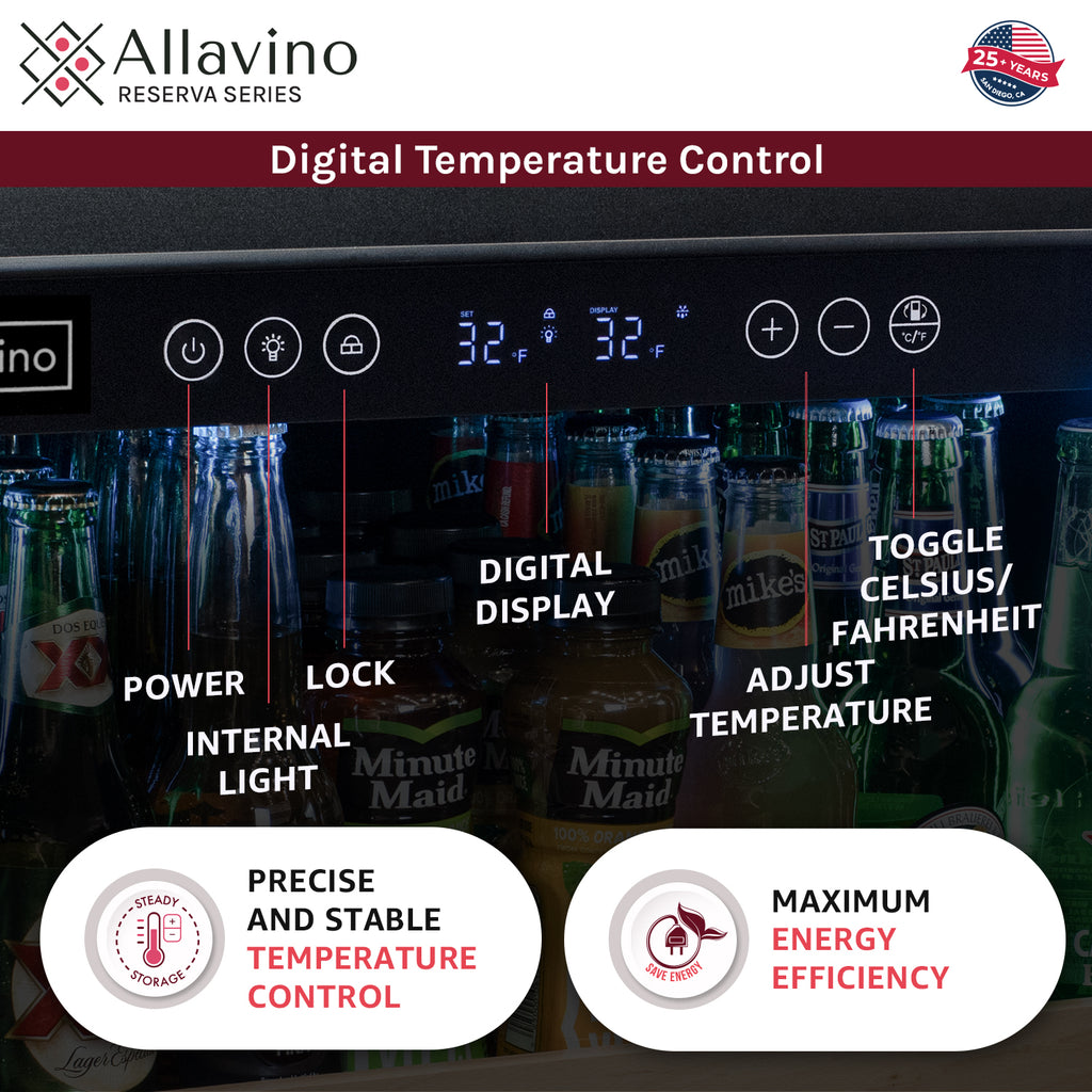 Allavino 24" Wide Reserva Series Stainless Steel Right Hinge Beverage Center - VSBC24L-SSR