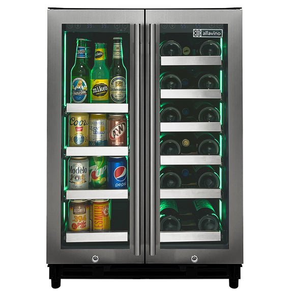 Allavino Reserva Series 24" Wide Two Door Stainless Steel Wine Refrigerator/Beverage Center - VSBCW34FD-2S