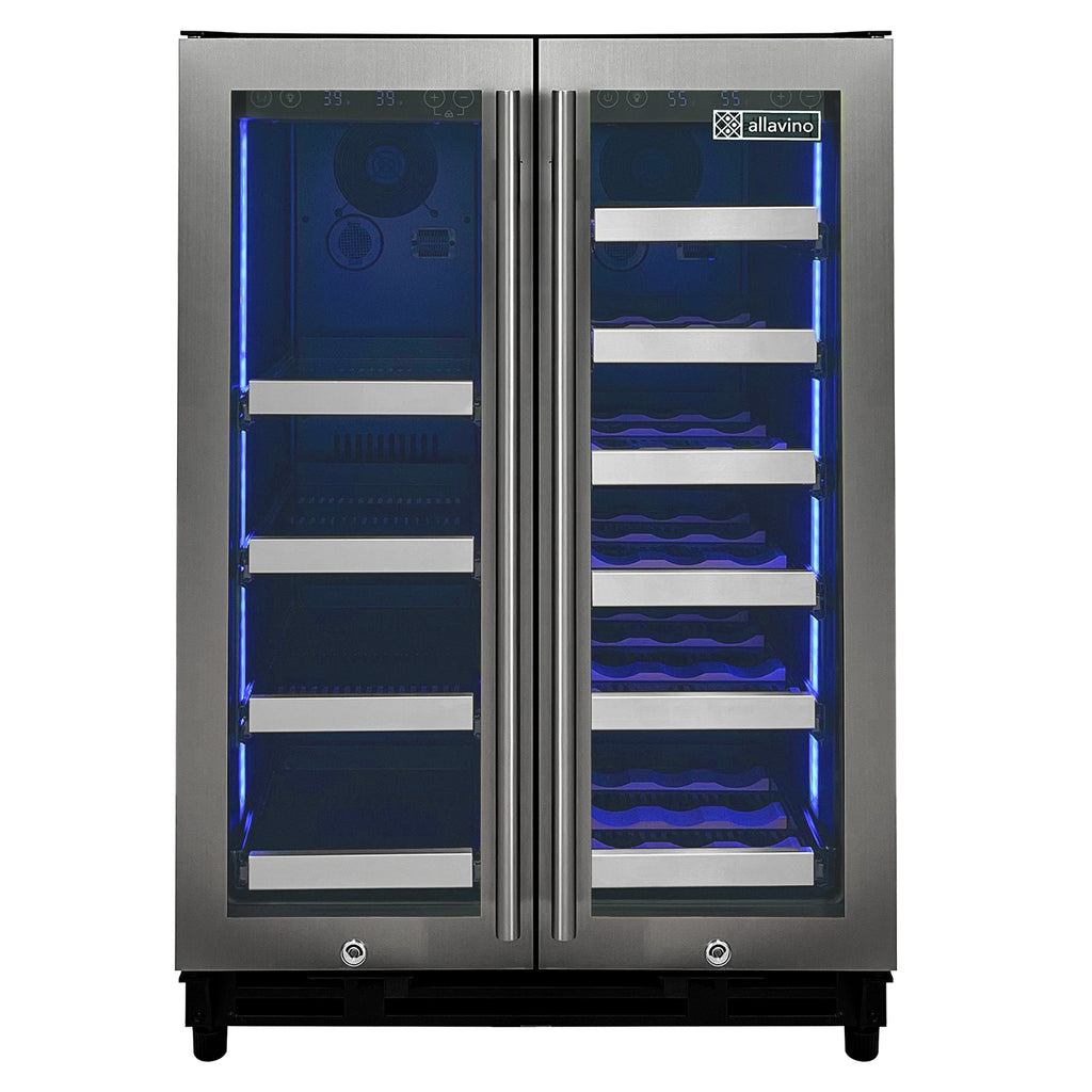 Allavino Reserva Series 24" Wide Two Door Stainless Steel Wine Refrigerator/Beverage Center - VSBCW34FD-2S