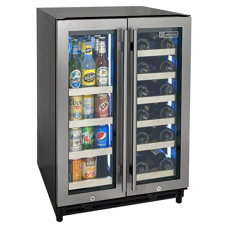 Allavino Reserva Series 24" Wide Two Door Stainless Steel Wine Refrigerator/Beverage Center - VSBCW34FD-2S