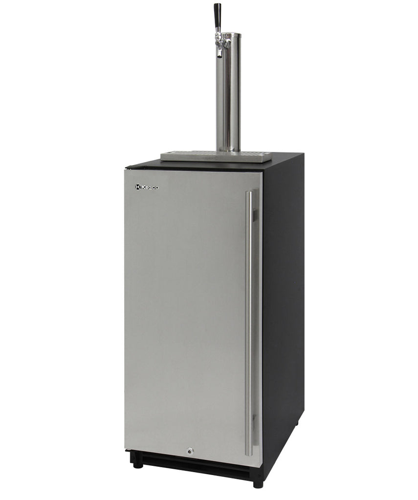 Kegco 15" Wide Single Tap Stainless Steel Built-In Left Hinge Kegerator - VSK-15SL20