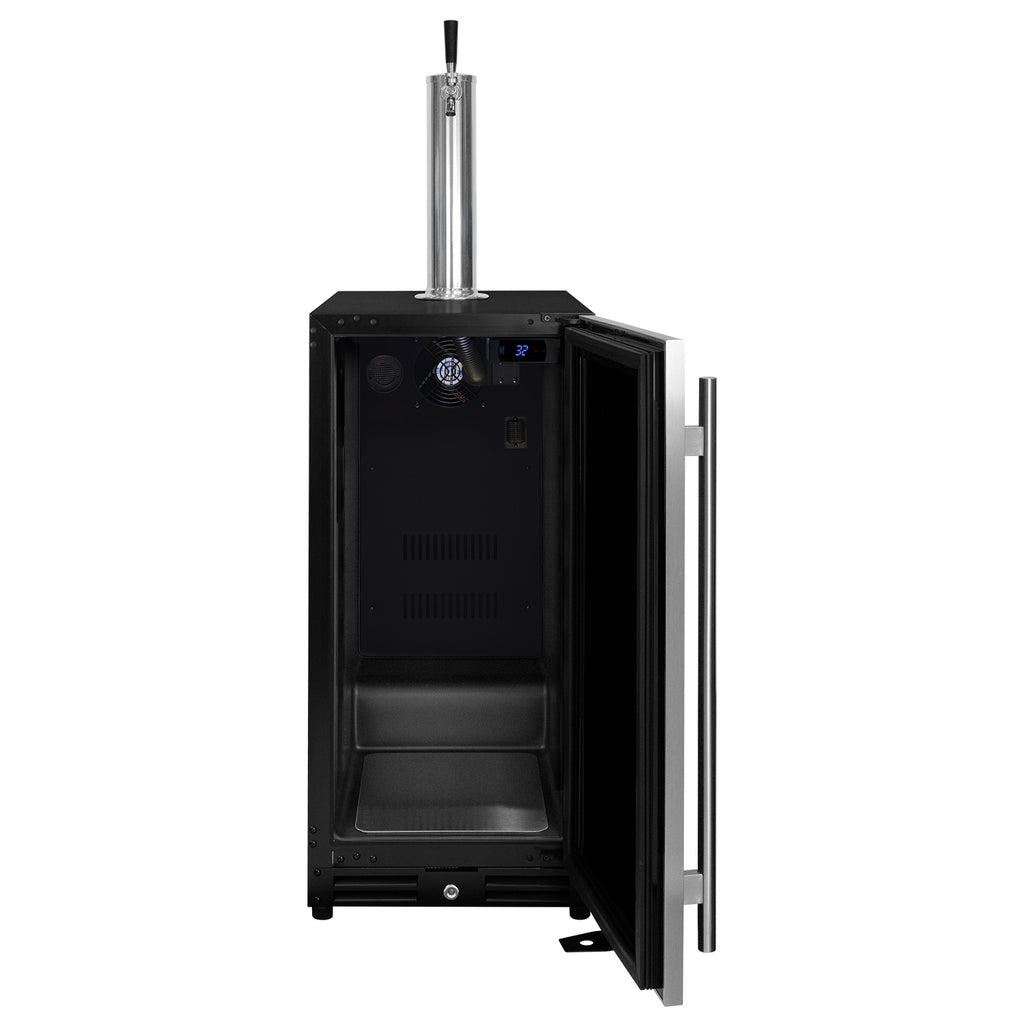 Kegco 15" Wide Commercial Undercounter Stainless Steel Door Built-In Right Hinge Kegerator - VSK-15U-BSR