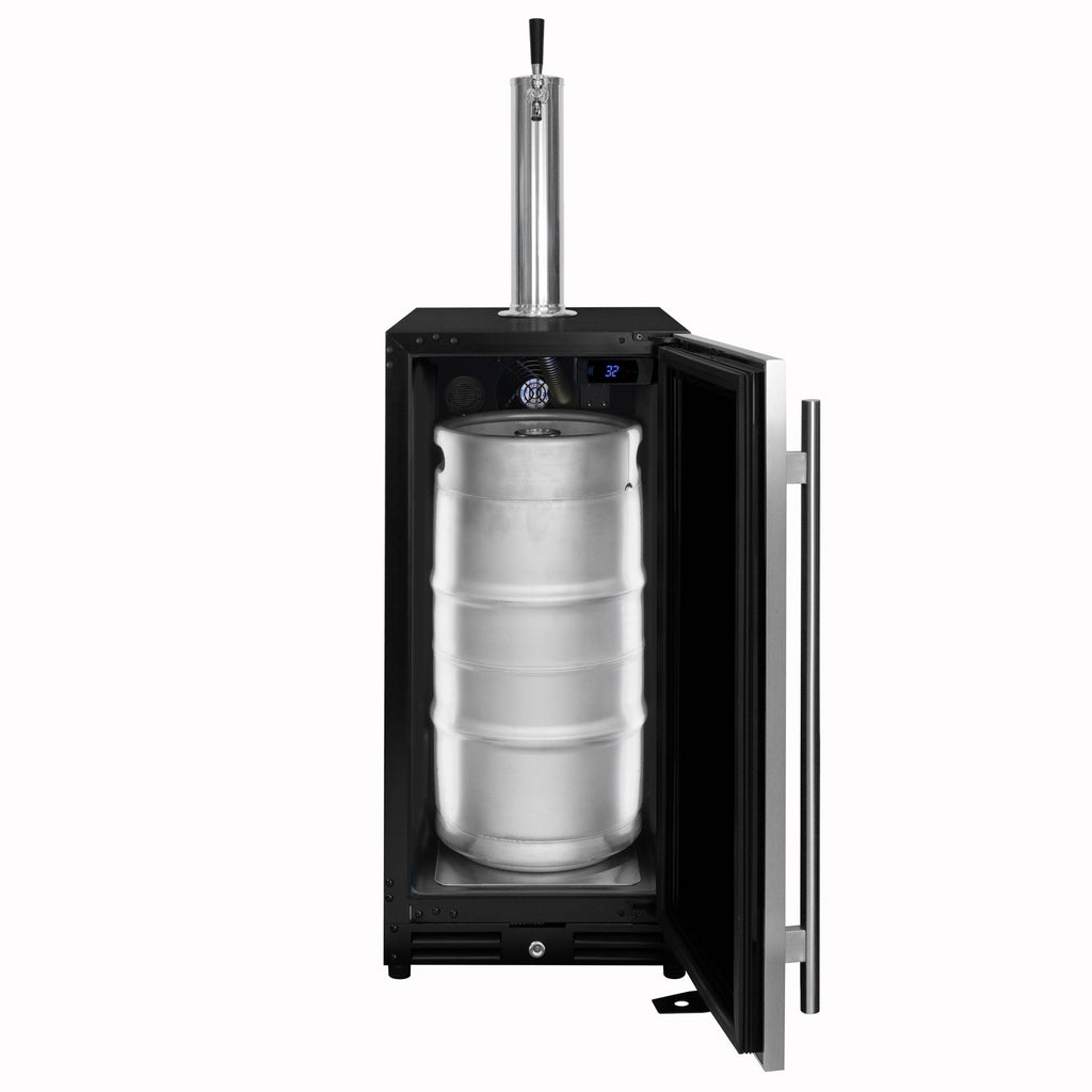 Kegco 15" Wide Commercial Undercounter Stainless Steel Door Built-In Right Hinge Kegerator - VSK-15U-BSR