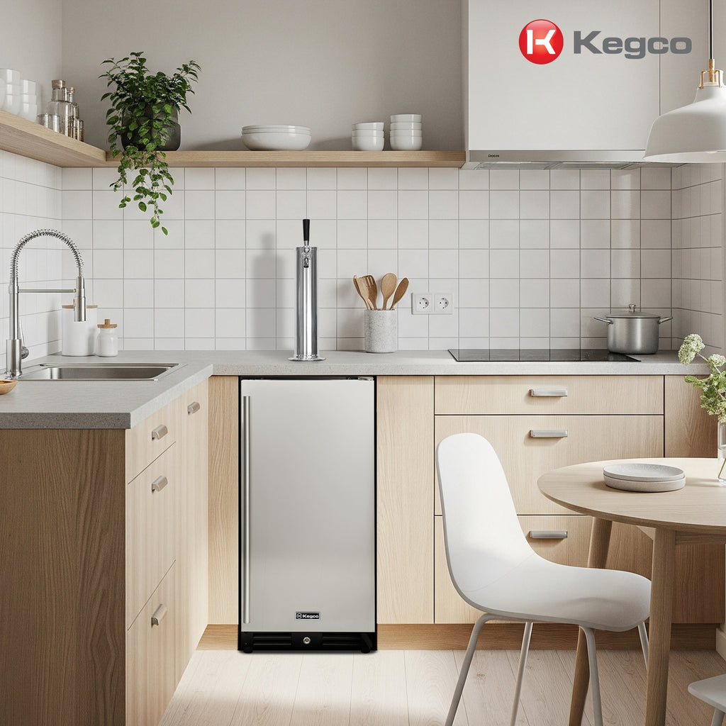 Kegco 15" Wide Commercial Undercounter Stainless Steel Door Built-In Right Hinge Kegerator - VSK-15U-BSR