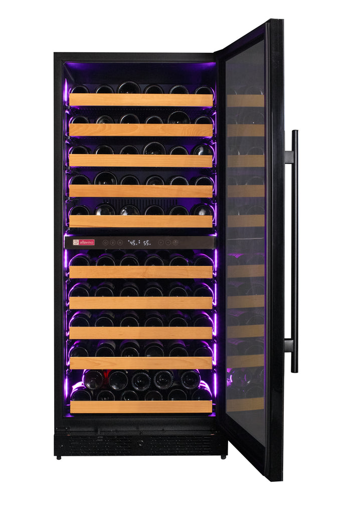 Allavino Reserva Series 119 Bottle 55" Tall Dual Zone Right Hinge Black Glass Wine Refrigerator - VSW11955D-2BGR