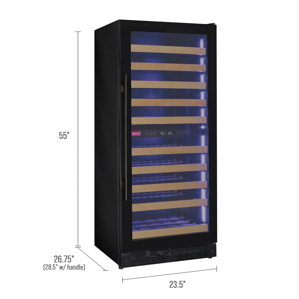 Allavino Reserva Series 119 Bottle 55" Tall Dual Zone Right Hinge Black Glass Wine Refrigerator - VSW11955D-2BGR