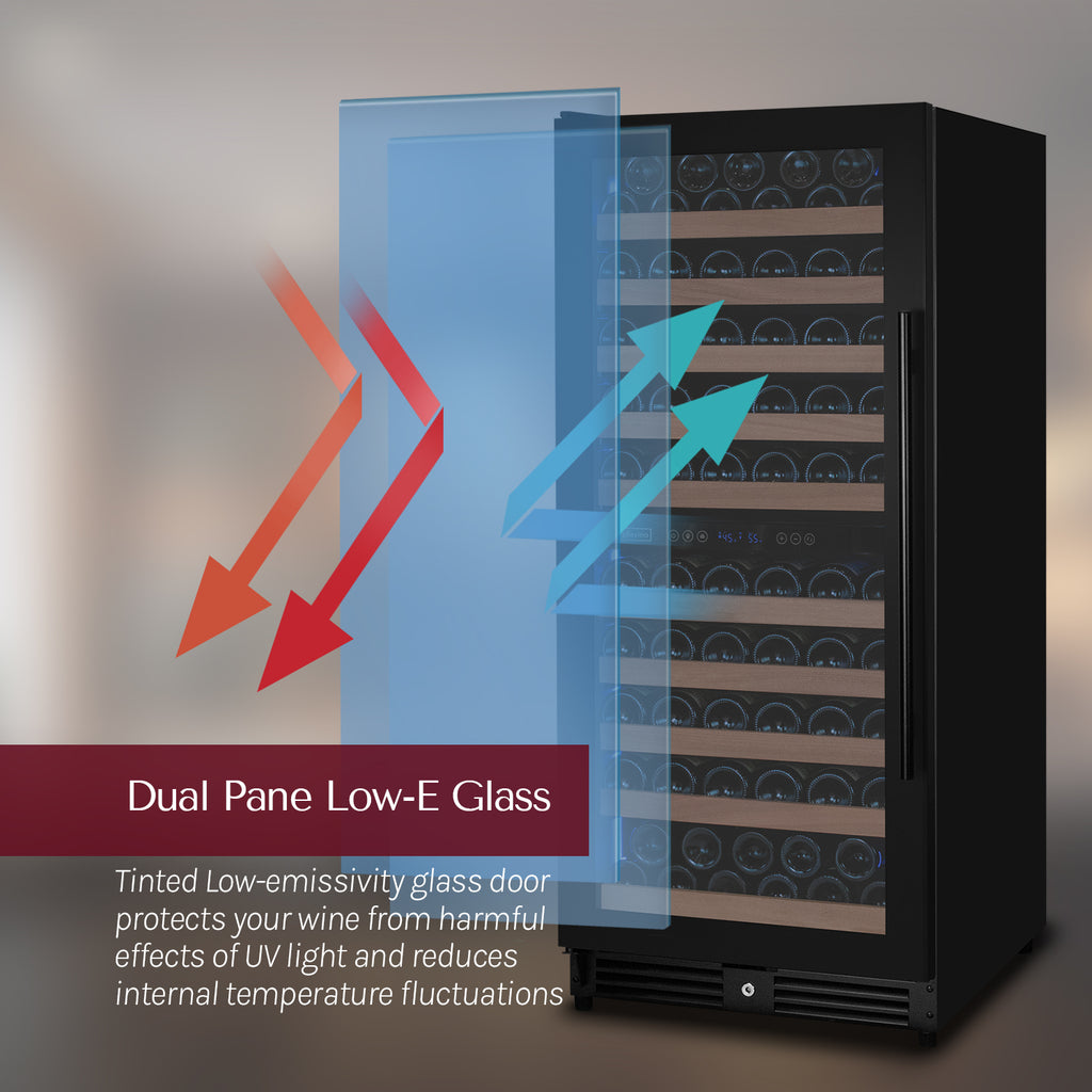 Allavino Reserva Series 119 Bottle 55" Semi Tall Dual Zone Right Hinge Black Metal Wine Refrigerator - VSW11955D-2BR