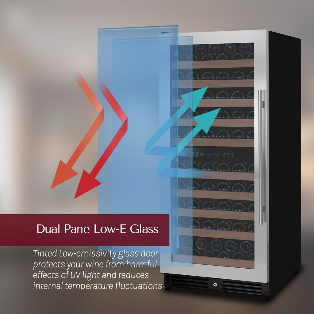 Allavino 119 Bottle 55" Tall Dual Zone Left Hinge Stainless Steel Wine Refrigerator - VSW11955D-2SL