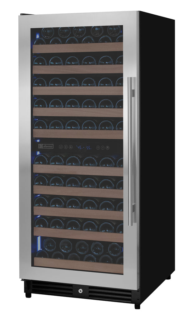 Allavino 119 Bottle 55" Tall Dual Zone Left Hinge Stainless Steel Wine Refrigerator - VSW11955D-2SL