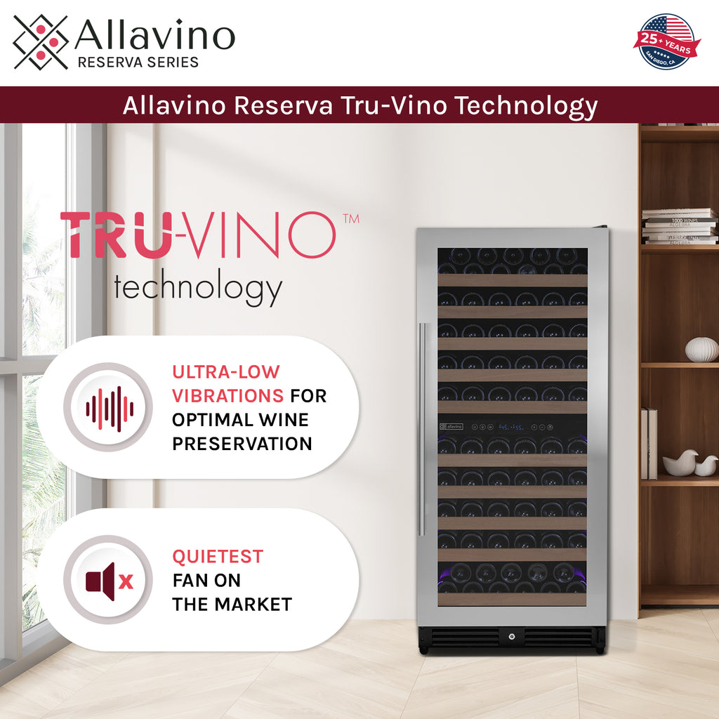 Allavino 119 Bottle 55" Tall Dual Zone Left Hinge Stainless Steel Wine Refrigerator - VSW11955D-2SL