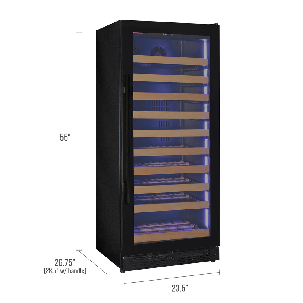 Allavino Reserva Series 119 Bottle 55" Tall Single Zone Right Hinge Black Glass Wine Refrigerator - VSW11955S-1BGR