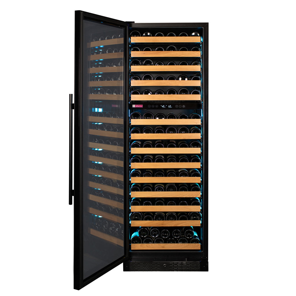 Allavino Reserva Series 154 Bottle Dual Zone Wine Refrigerator Cooler with Left Hinge Black Glass Door - VSW15471D-2BGL