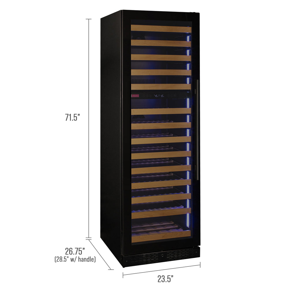 Allavino Reserva Series 154 Bottle Dual Zone Wine Refrigerator Cooler with Left Hinge Black Glass Door - VSW15471D-2BGL
