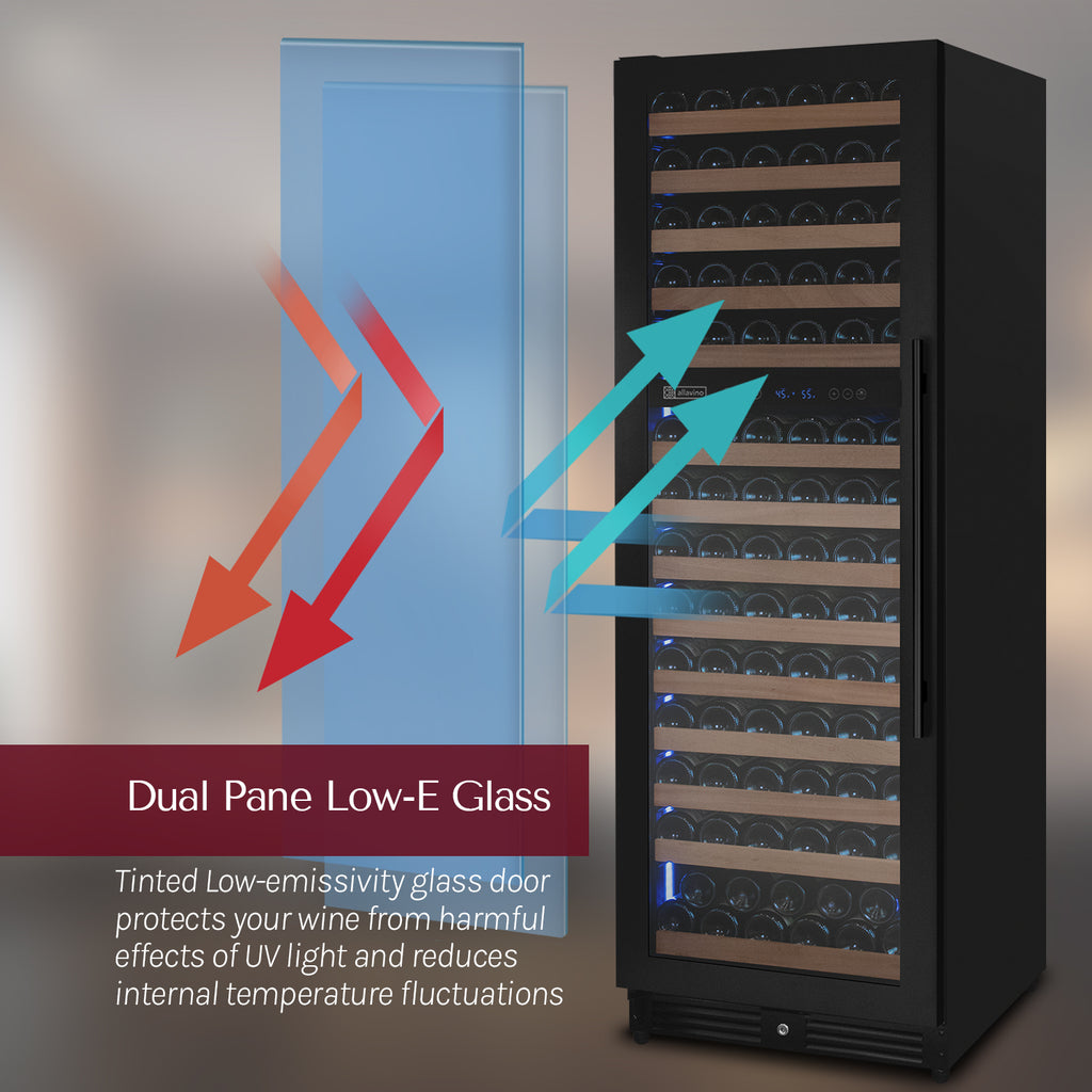 Allavino Reserva Series 154 Bottle 71" Tall Dual Zone Built-in Right Hinge Wine Refrigerator with Black Metal Door - VSW15471D-2BR