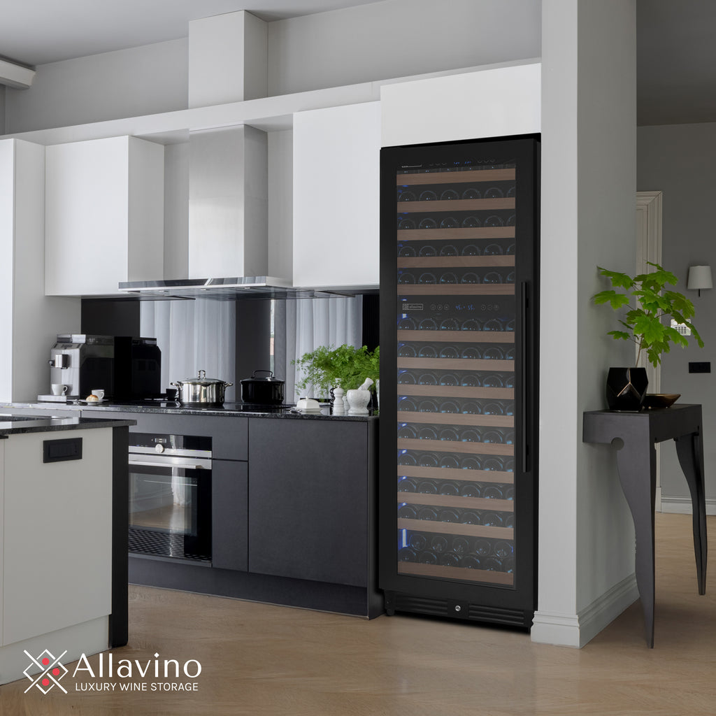 Allavino Reserva Series 154 Bottle 71" Tall Dual Zone Built-in Right Hinge Wine Refrigerator with Black Metal Door - VSW15471D-2BR