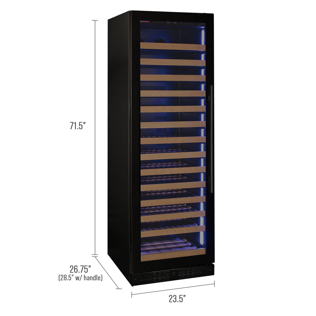 Allavino Reserva Series 163 Bottle 71" Tall Single Zone Left Hinge Black Glass Door Wine Refrigerator - VSW16371S-1BGL