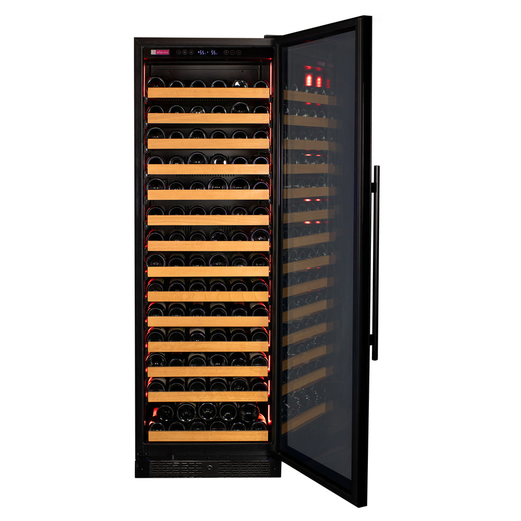 Allavino Reserva Series 163 Bottle 71" Tall Single Zone Right Hinge Black Glass Door Wine Cooler Refrigerator - VSW16371S-1BGR