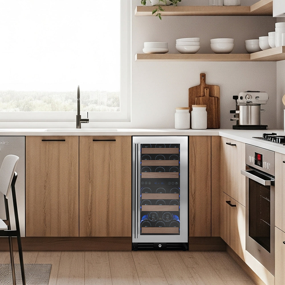 Allavino 15" Wide Reserva Series 30 Bottle Dual Zone Stainless Steel Right Hinge Wine Refrigerator - VSW3015D-2SR