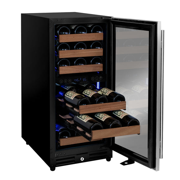 Allavino 15" Wide Reserva Series 30 Bottle Dual Zone Stainless Steel Right Hinge Wine Refrigerator - VSW3015D-2SR