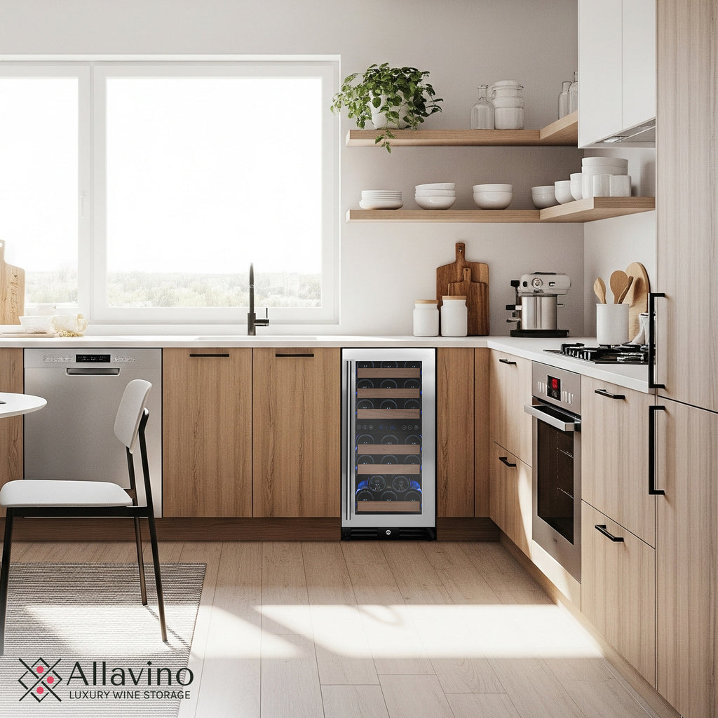 Allavino 15" Wide Reserva Series 30 Bottle Dual Zone Stainless Steel Right Hinge Wine Refrigerator - VSW3015D-2SR