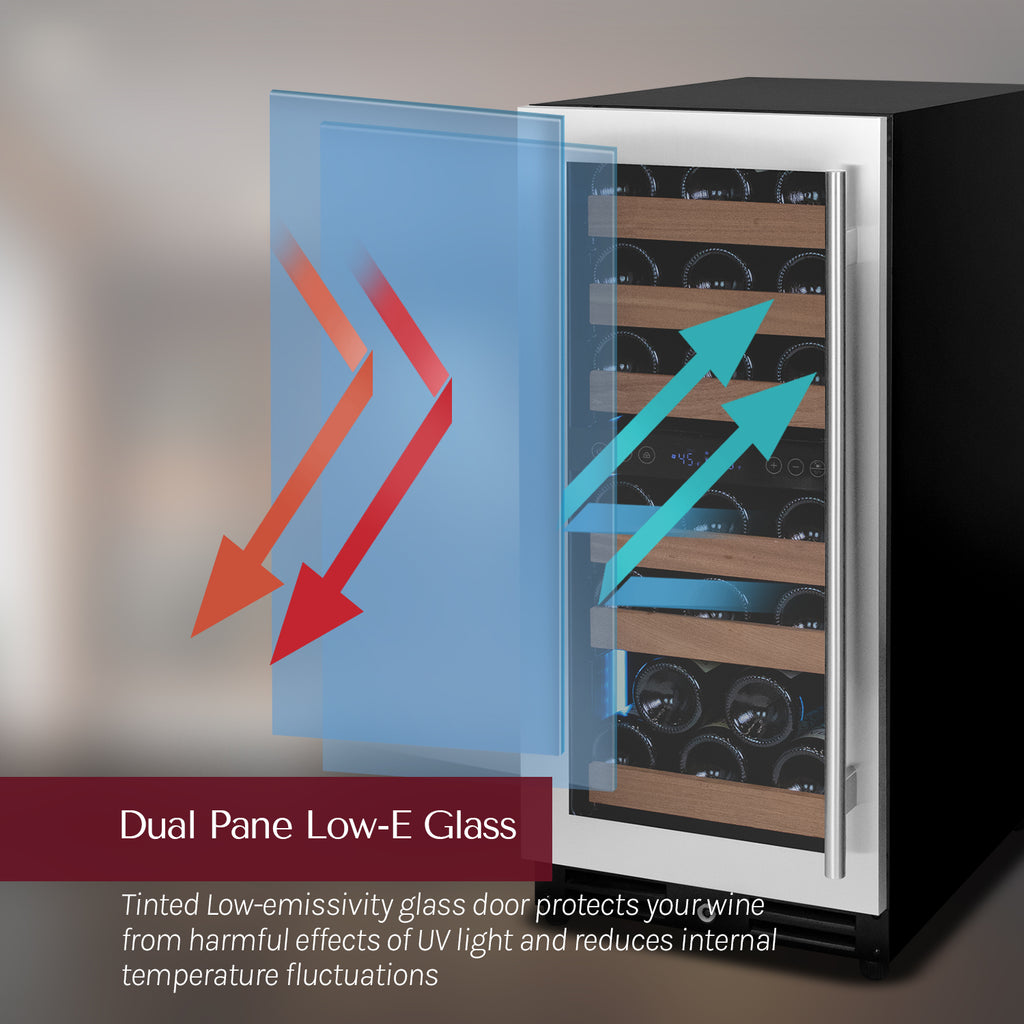 Allavino 15" Wide Reserva Series 30 Bottle Dual Zone Stainless Steel Right Hinge Wine Refrigerator - VSW3015D-2SR