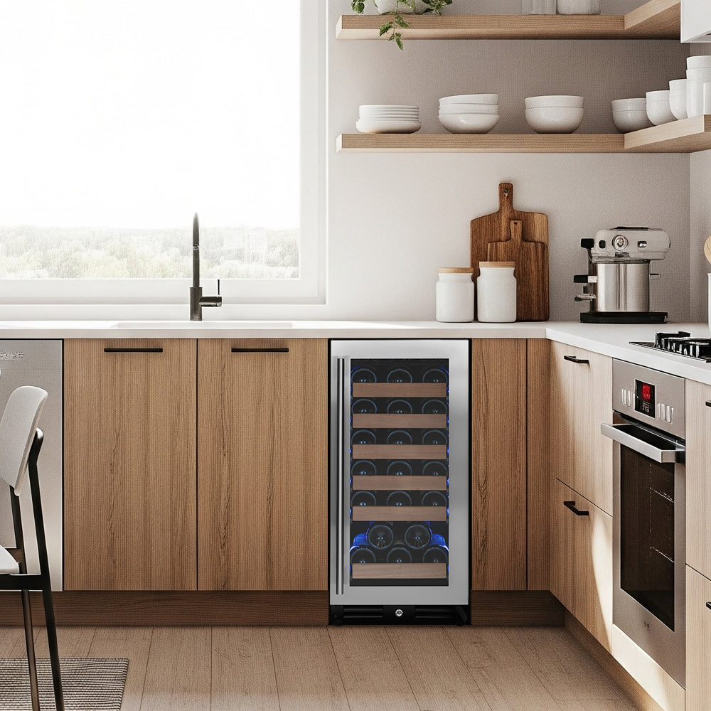 Allavino 15" Wide Reserva Series 30 Bottle Single Zone Stainless Steel Left Hinge Wine Refrigerator - VSW3015S-1SL