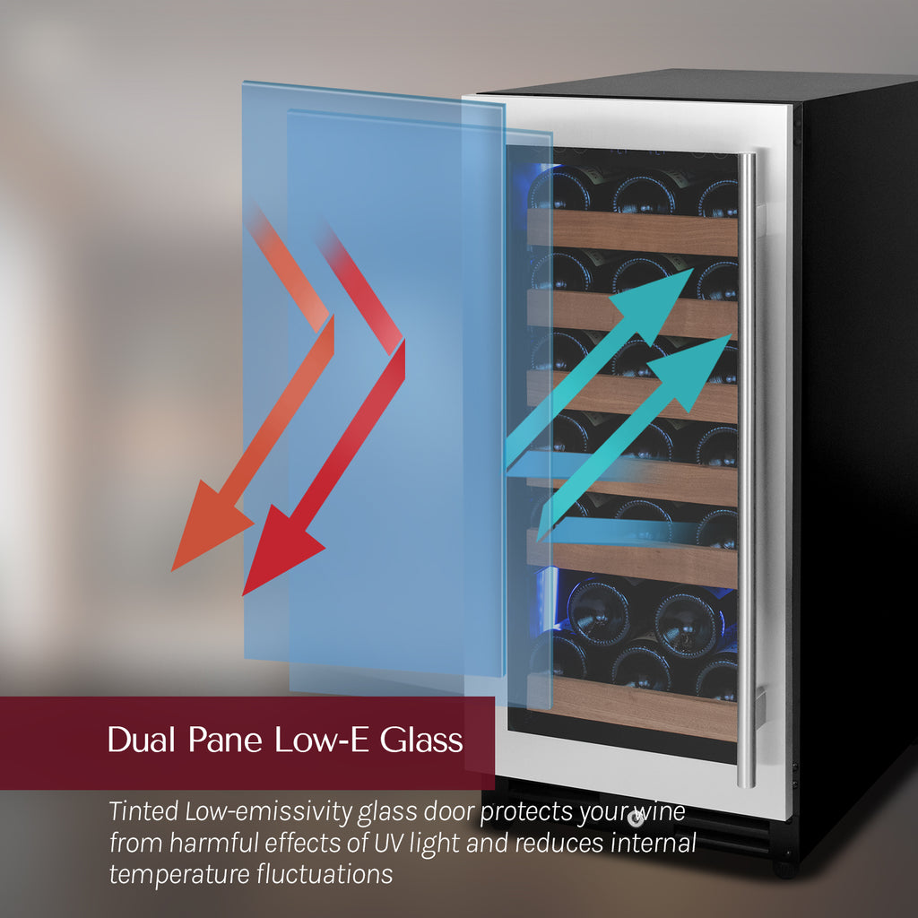 Allavino 15" Wide Reserva Series 30 Bottle Single Zone Stainless Steel Left Hinge Wine Refrigerator - VSW3015S-1SL