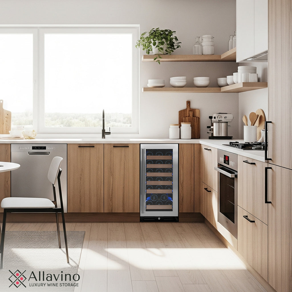 Allavino 15" Wide Reserva Series 30 Bottle Single Zone Stainless Steel Left Hinge Wine Refrigerator - VSW3015S-1SL