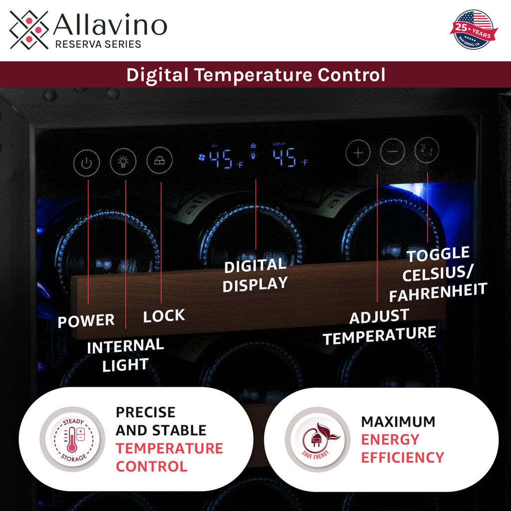 Allavino 15" Wide Reserva Series 30 Bottle Single Zone Stainless Steel Right Hinge Wine Refrigerator - VSW3015S-1SR