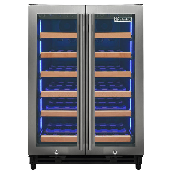 Allavino Reserva Series 36 Bottle Dual Zone Wine Refrigerator with Stainless Steel French Doors - VSW3634FD-2S