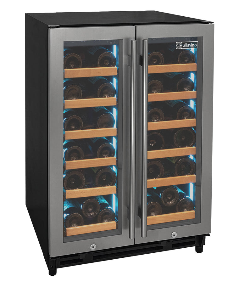 Allavino Reserva Series 36 Bottle Dual Zone Wine Refrigerator with Stainless Steel French Doors - VSW3634FD-2S