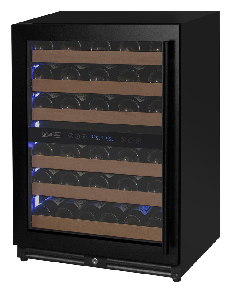 Allavino Reserva Series - 51 Bottle Dual Zone Built-in Luxury Wine Refrigerator with Black Door - Left Hinge - VSW5134D-2BL