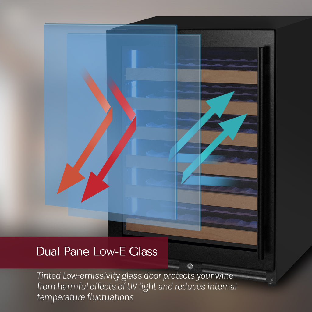 Allavino Reserva Series - 51 Bottle Dual Zone Built-in Luxury Wine Refrigerator with Black Door - Right Hinge - VSW5134D-2BR