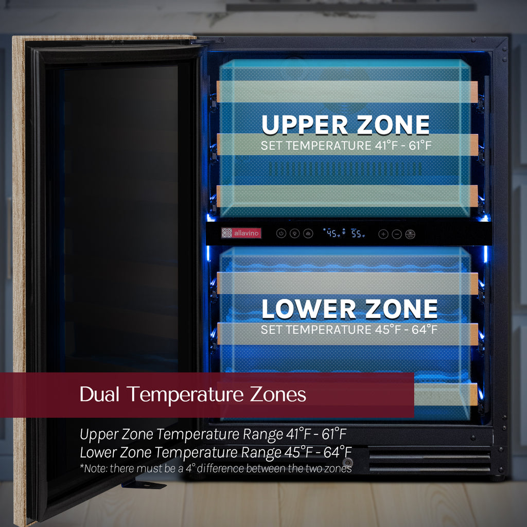 Allavino Reserva Series - 51 Bottle Dual Zone Built-in Luxury Wine Refrigerator with Panel Ready Overlay Door - Right Hinge Model: VSW5134D-2PRR