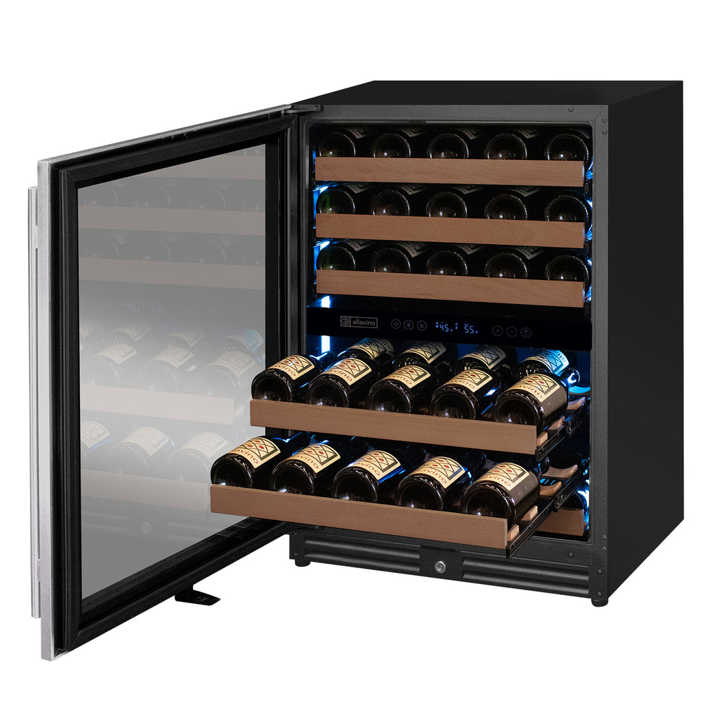Allavino Reserva Series 51 Bottle Dual Zone Undercounter Wine Refrigerator Cooler with Stainless Steel Door - Left Hinge - VSW5134D-2SL