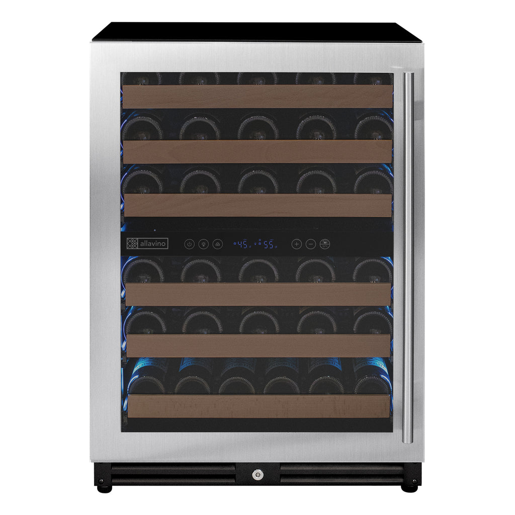 Allavino Reserva Series 51 Bottle Dual Zone Undercounter Wine Refrigerator Cooler with Stainless Steel Door - Left Hinge - VSW5134D-2SL